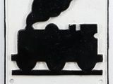 a sign that says crossing no gates with a train coming out of it