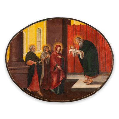 une image représentant un tableau où l'on voit un homme offrant quelque chose à une femme