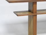 an image of a wooden table with shelves on it