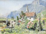 an oil painting of a farm scene with a horse drawn carriage