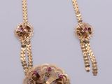 necklace and earring set with pink stones and gold chain