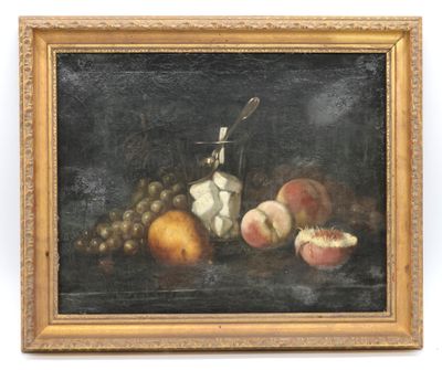 Ecole française du XIXe siècle, Nature morte aux pêches et a…