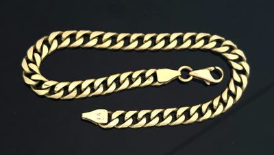 BRACELET gourmette en or jaune 585 mil. Poids 18,8 g L. 20 cm - Photo 1