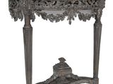 an image of a table with a bird on top of it