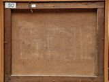 an old picture of a wooden frame with a number on it