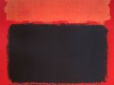 an image of a red and black painting on a red background