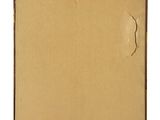 an old cardboard box with a hole in it on a white background