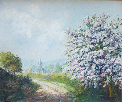 André FRANCHET (1896-1961), "Route normande au printemps", h…