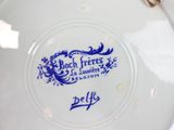 a plate with a blue and white design on it