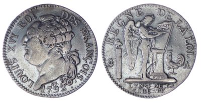 une pièce d'argent portant l'image d'une femme et d'un homme