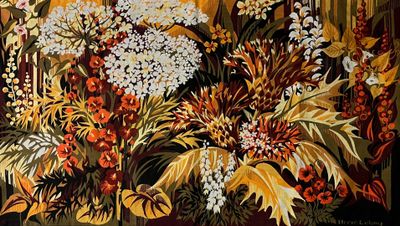 une peinture représentant un bouquet de fleurs dans un vase