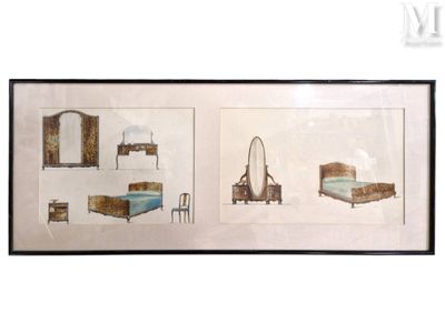 École du XXème siècle Études de mobilier Chippendale