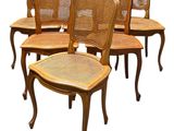 six chaises de salle à manger anciennes françaises à dossier en rotin