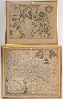 three framed maps of europe and asia are displayed on a wall