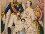 un vieux tableau représentant un homme, une femme et un enfant