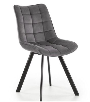 138 / Lot de 4 Chaises Contemporaine en Velours gris a…