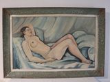 une peinture représentant une femme nue allongée sur un lit
