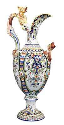 AIGUILLERE en faïence à décor "Vieux Rouen" et animaux fanta… - Photo 1