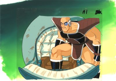 Gohan de Dragon Ball, assis sur une chaise, avec une horloge en arrière-plan