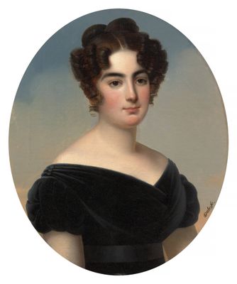 portrait d'une femme en robe noire