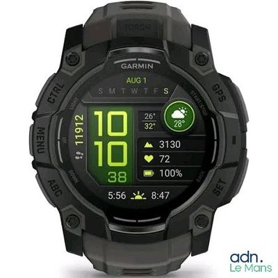 a close up of a digital watch on a white background