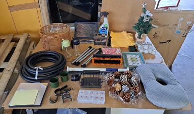 a table with a lot of things on it