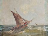 une image représentant un tableau d'un voilier sur une mer agitée