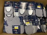 several pairs of men ' s socks are in a box on display