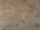 a drawing on the wall of a room with a guitar on it