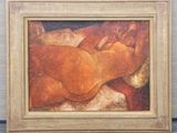 an image of a painting of a nude woman laying on a bed