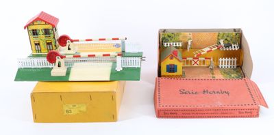two boxes that have different types of toys inside of them