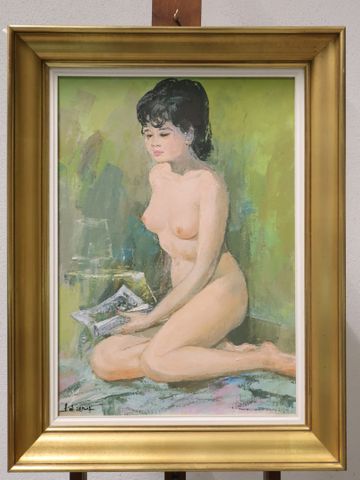Lê MINH (1937 - 2019) « Nu féminin ». Huile sur toile. Signée en ...