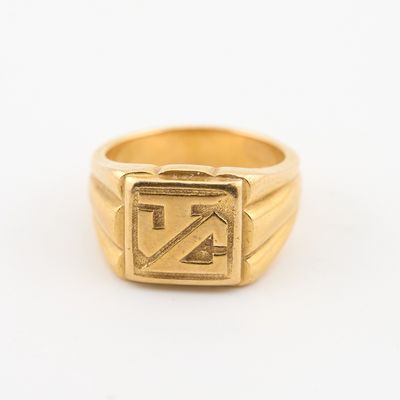 an image of a gold signet ring with a square signet in the middle