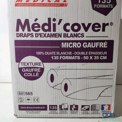packaging of a box of medi cover with a purple and white design
