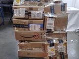 a stack of boxes sitting on top of a pallet in a warehouse