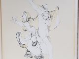 a drawing of a man and a woman on a skateboard