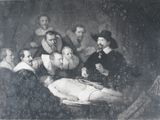 tableau représentant un groupe de personnes rassemblées autour d'un homme allongé sur un lit