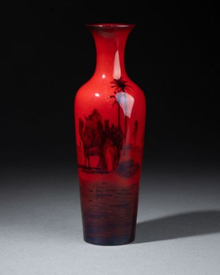 VASE soliflore à décors de bédouins dans le désert