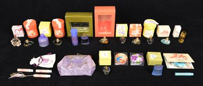 a lot of different items that are on a black table