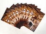 a lot of photos of a man working on a building