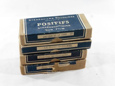 4 Boites de Stéréofilms Bruguière positifs stéréoscopiques s…