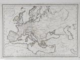 une vieille carte de l'Europe indiquant les frontières entre l'Europe et l'Asie