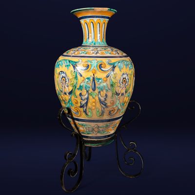 Grande cruche italienne en céramique Deruta, 19e siècle