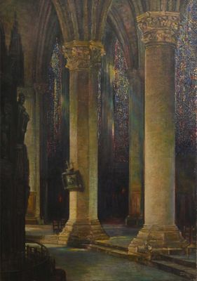 Georges CLAEYS (XXe) Vue intérieure de la cathédrale de Char…