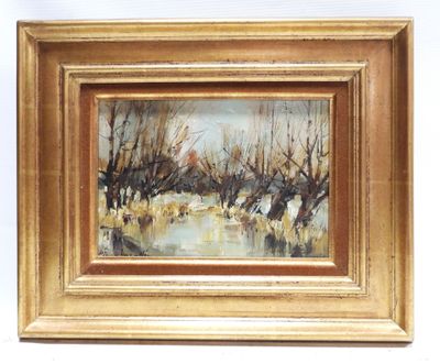 an image of a painting of a landscape with trees in the foreground
