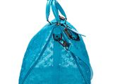 a blue handbag on a white background with a white background