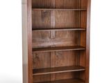 an image of a wooden bookcase with two shelves on each side