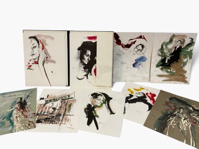 several cards with drawings of a man and a woman on them