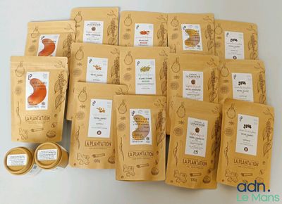a lot of bags of food that are on the table