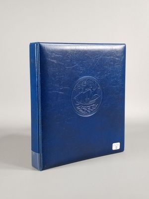a blue folder with a picture of a woman on it